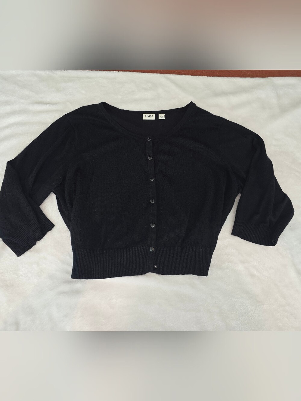 Cato Black Cropped Button-Front Cardigan